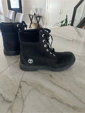 Timberland Black Suede Ankle Boot with Silver Tree Logo